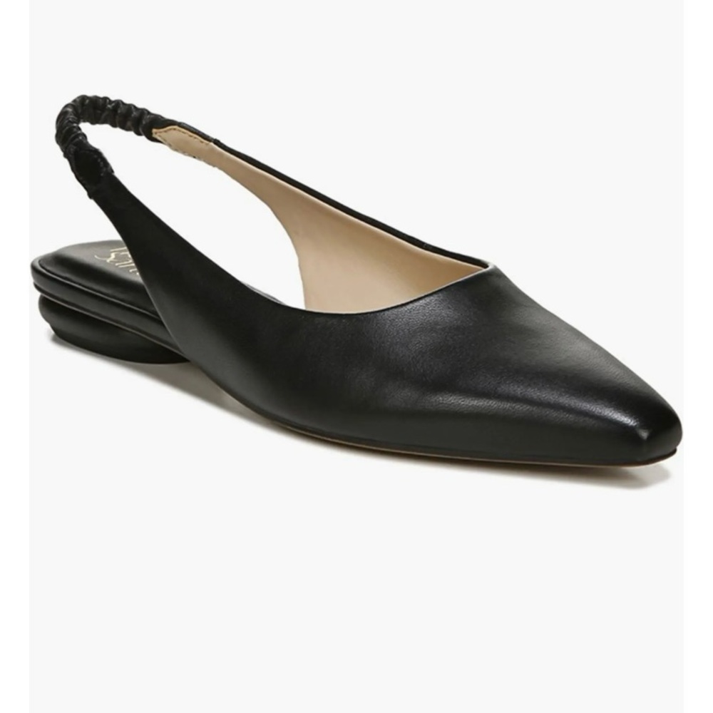 Black leather slingback Franco Sarto flats